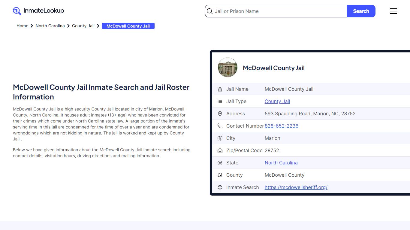 McDowell County Jail Inmate Search - Marion North Carolina - Inmate Lookup
